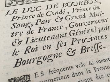 Louis IV Henri de Bourbon-Condé, Beschluss gegen sich häufende Diebstähle und Morde, Arrest par le Duc de Bourbon, Prince de Condé, contre le Vol et Meurtres, 1715