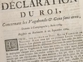 Louis XV (Ludwig XV.), königliche Deklaration, Vagabunden, Galeerenstrafe, Déclaration du Roi, Concernant les Vagabonds et Gens sans aveu, Peine des Galères, 1764