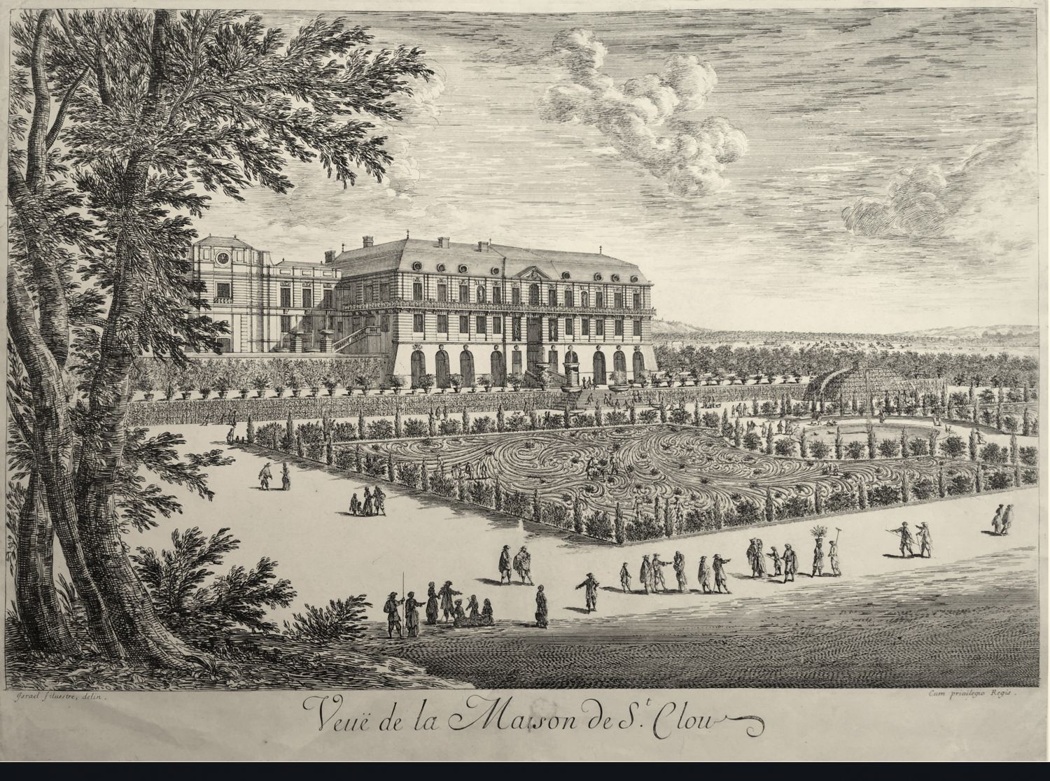 Druckgrafik / gravure sur cuivre: Vedute der Maison de Barthélmy Hervart, dem späteren Chateau de Saint-Cloud von Israël Silvestre, um 1655–1661.